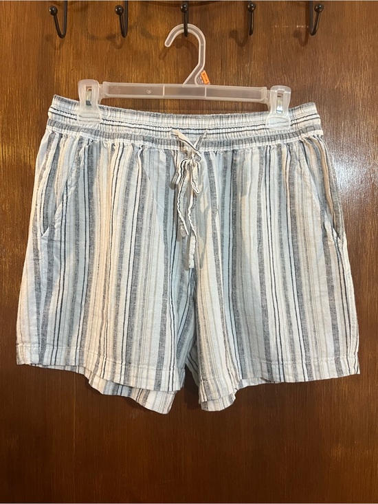 Casa Cabana Pants - Women's Striped Drawstring Shorts - Blue & White